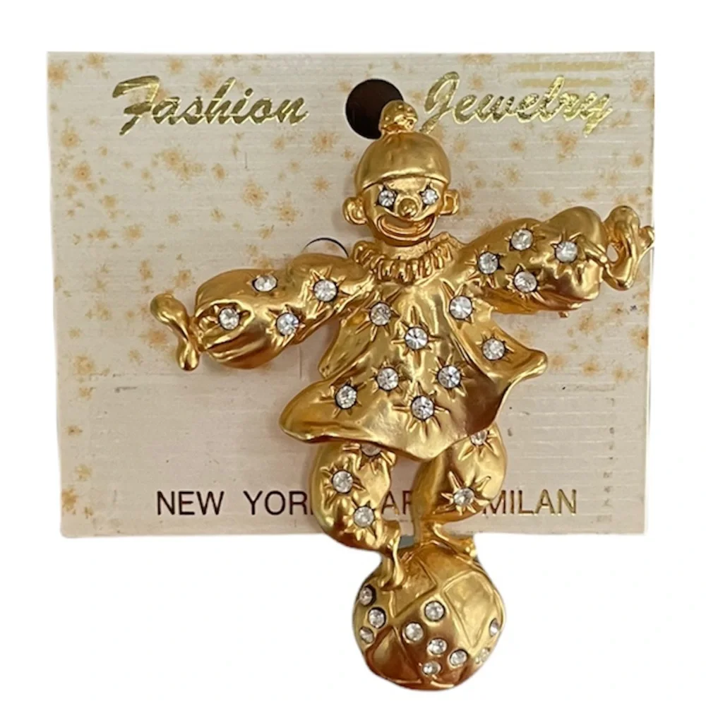 Luxury Brooch Clown Pin Whimsical Sparkling Diamonds Sparkly Crystal Rhinestones